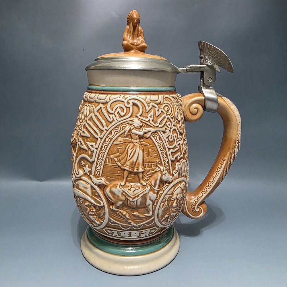 Tribute To The Wild West Stein.  Hand Crafted In Brasil For Avon Products 1993